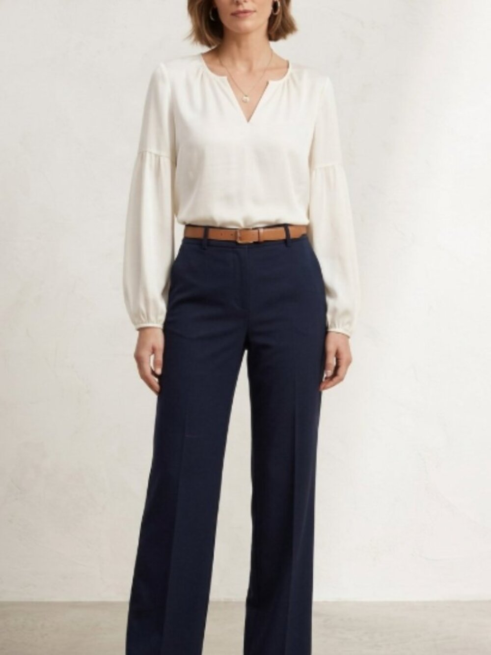 Banana Republic Split V-Neck Bishop Sleeve Blouse - Size Medium